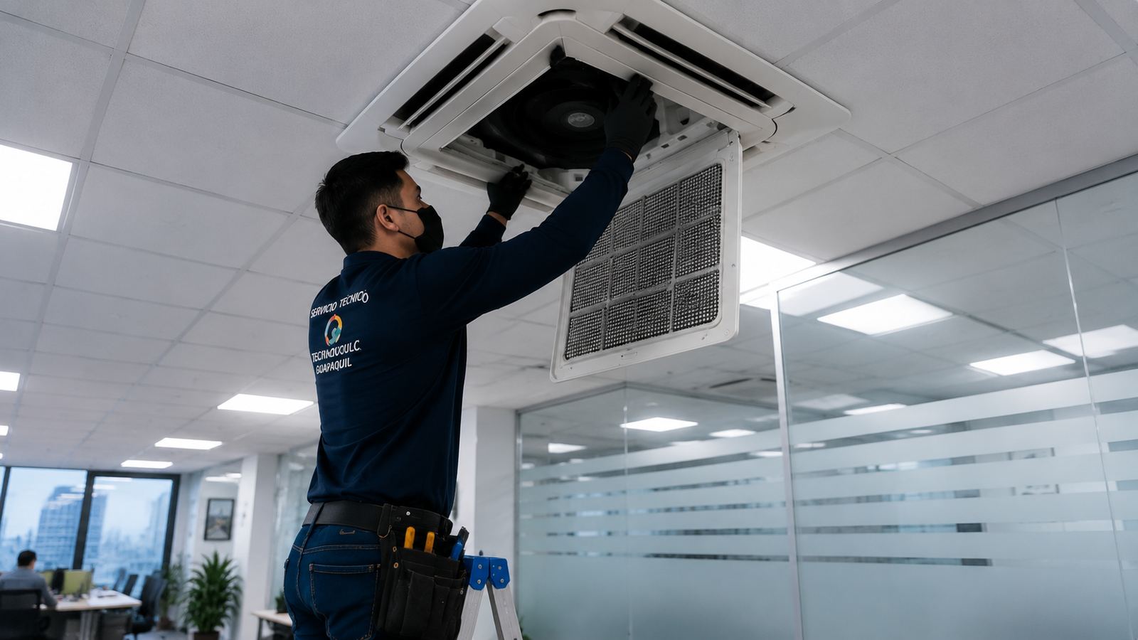 Limpieza y mantenimiento de aires acondicionados en oficinas y clínicas de La Kennedy