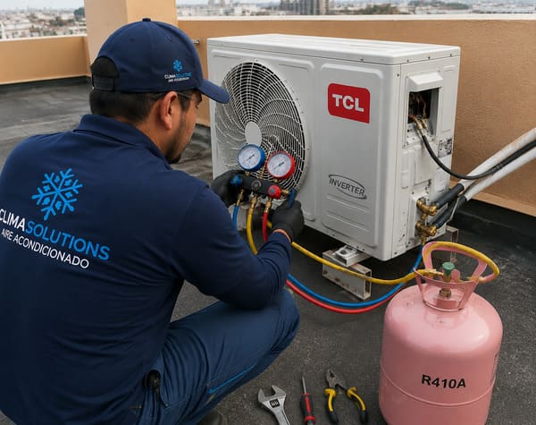 Técnico verificando presiones de gas por Error EC