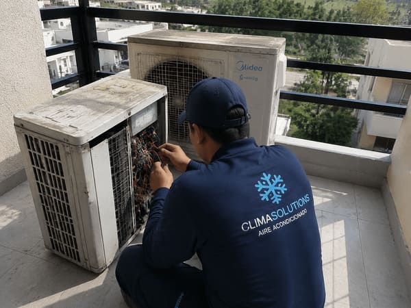 Técnico realizando revisión de equipo Inverter de alta gama en Samborondón